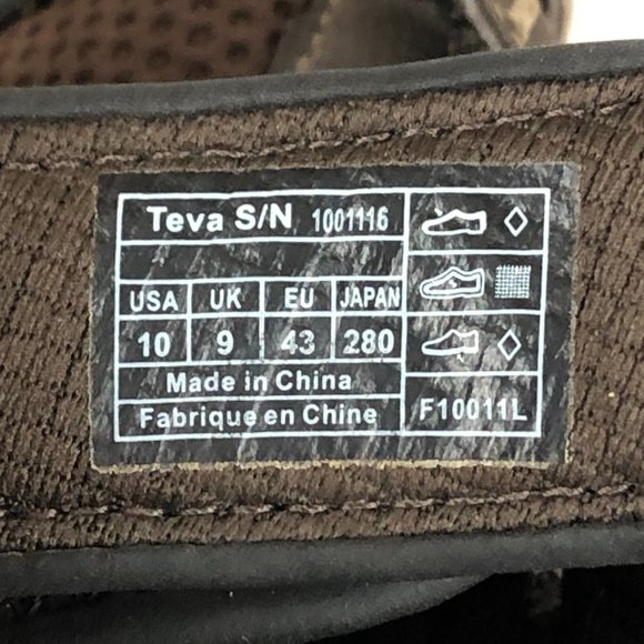 Teva Men\'s Size 10 Forebay Turkish Coffee Brown Water Ready Shoc Pad Sandals